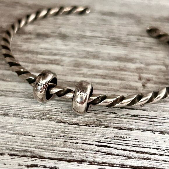 TROLLBEADS Set of Unique Rare Jumbo & Silver Twisted Bangle XXS LAA 925S NEW! - Picture 9 of 14
